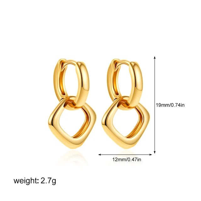 New Trend Waterproof Anti Allergic Metal Geometric Irregular Drop Earrings Gold Plated PVD