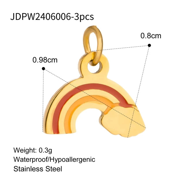 3Pcs/Bag Fashion Stainless Steel 18K Gold Plated Charms For Jewelry Making Earrings Bracelet Necklace