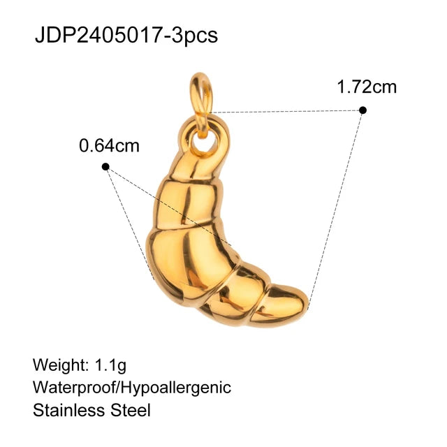 3Pcs/Bag Fashion Stainless Steel 18K Gold Plated Charms For Jewelry Making Earrings Bracelet Necklace