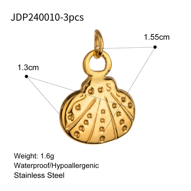 3Pcs/Bag Fashion Stainless Steel 18K Gold Plated Charms For Jewelry Making Earrings Bracelet Necklace