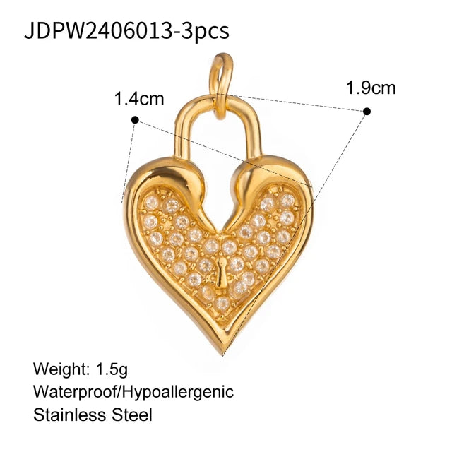 3Pcs/Bag Fashion Stainless Steel 18K Gold Plated Charms For Jewelry Making Earrings Bracelet Necklace