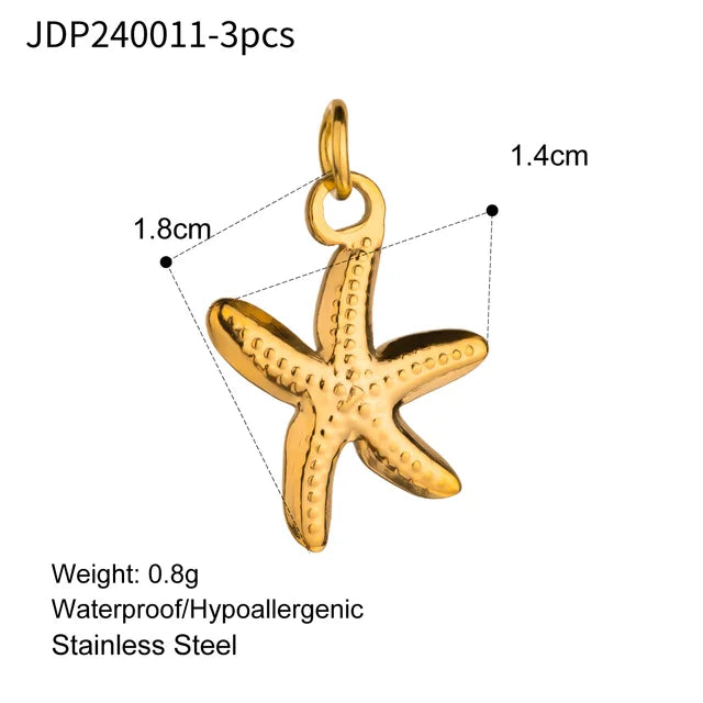 3Pcs/Bag Fashion Stainless Steel 18K Gold Plated Charms For Jewelry Making Earrings Bracelet Necklace