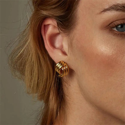 New Trend Waterproof Anti Allergic Metal Geometric Irregular Drop Earrings Gold Plated PVD