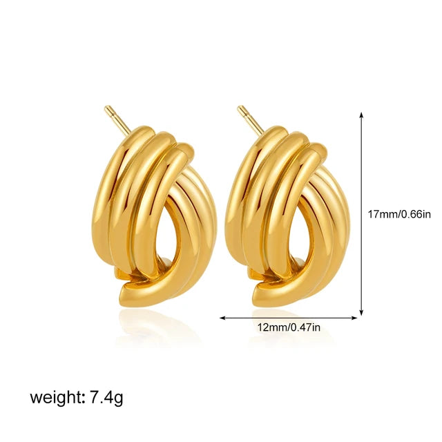 New Trend Waterproof Anti Allergic Metal Geometric Irregular Drop Earrings Gold Plated PVD