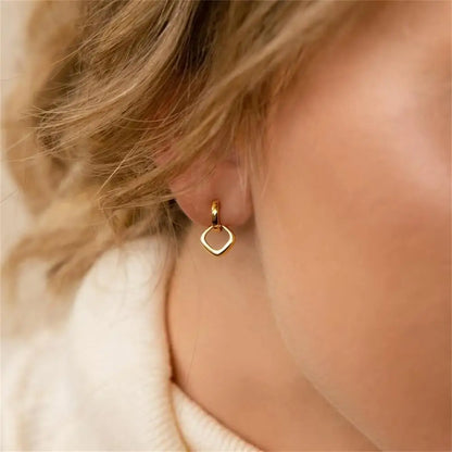 New Trend Waterproof Anti Allergic Metal Geometric Irregular Drop Earrings Gold Plated PVD