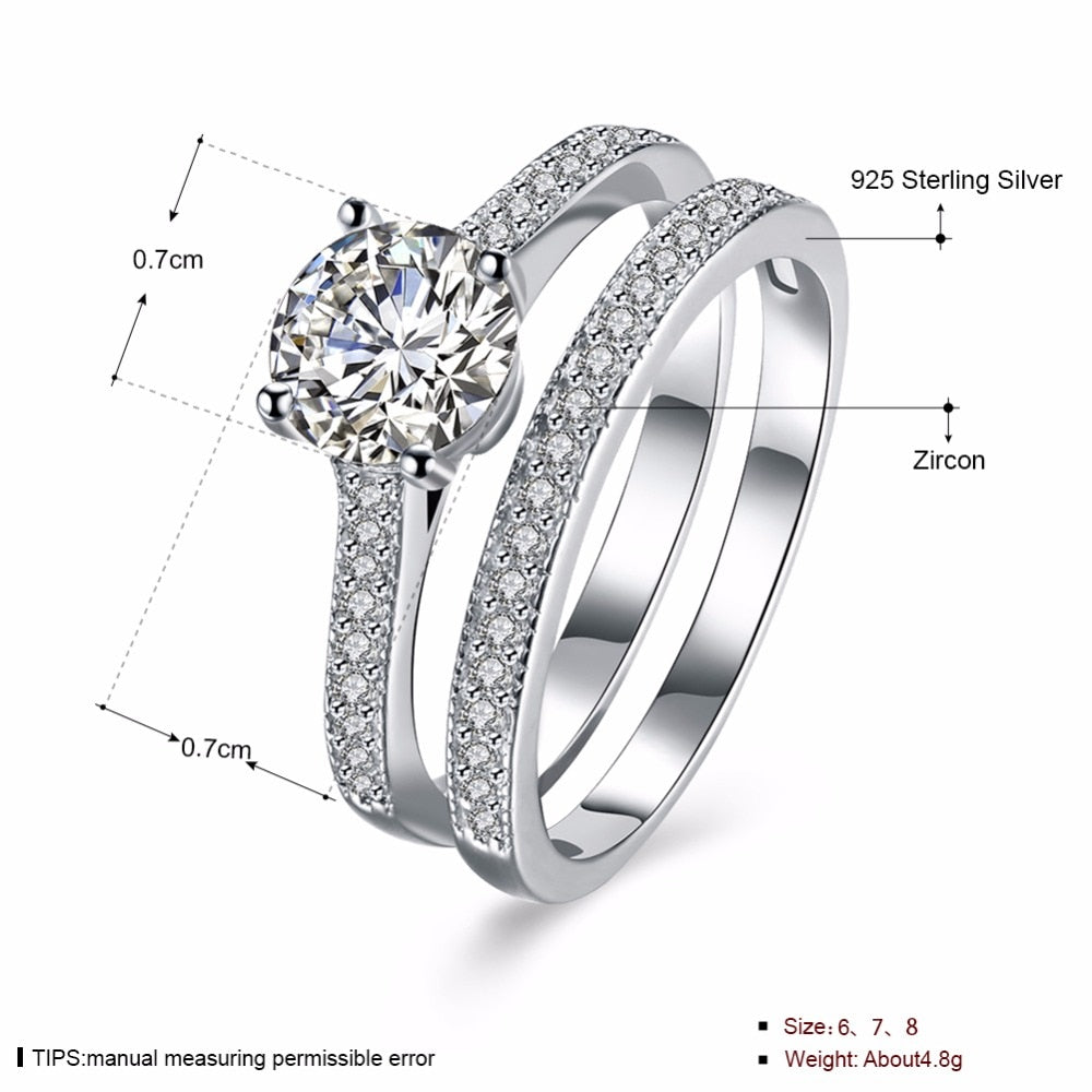 Solid 925 Sterling Silver Ring Set