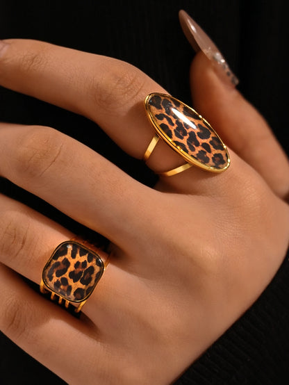 Stylish Leopard 18K Gold Plated Stainless Steel Rings