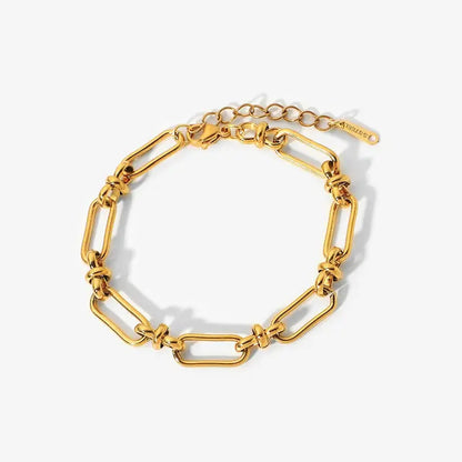 18K Gold Stainless Steel Simple Gold Rope Chain Bracelet Stacking Figaro Heavy Metal Texture