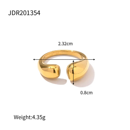 Trendy Stainless Steel Waterproof Open Ring Personality Charms PVD Real Gold 18K Plated