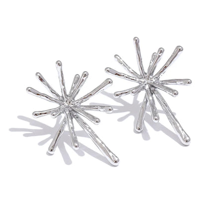 Textured Firework Stud Earrings Waterproof 18K PVD Plated