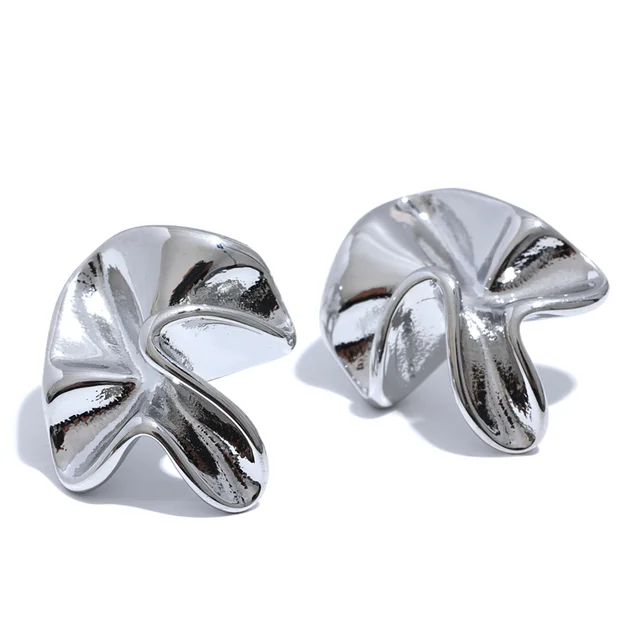 Irregular Flower Stud Earrings 316l Stainless Steel 18K Gold Plated