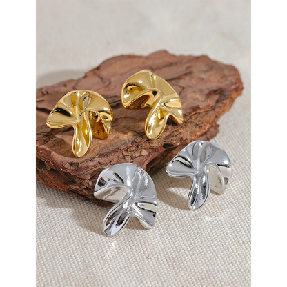 Irregular Flower Stud Earrings 316l Stainless Steel 18K Gold Plated