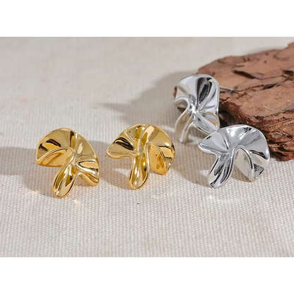 Irregular Flower Stud Earrings 316l Stainless Steel 18K Gold Plated