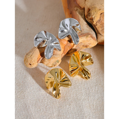 Irregular Flower Stud Earrings 316l Stainless Steel 18K Gold Plated