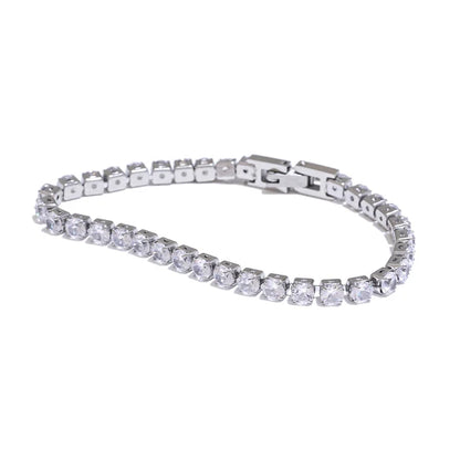 4mm Shiny Cubic Zirconia Stainless Steel Chain Wrist Bracelet