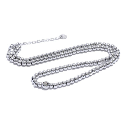 Handmade Water Resistant Stainless Steel Statement 18K PVD Plated Round Beads Necklace