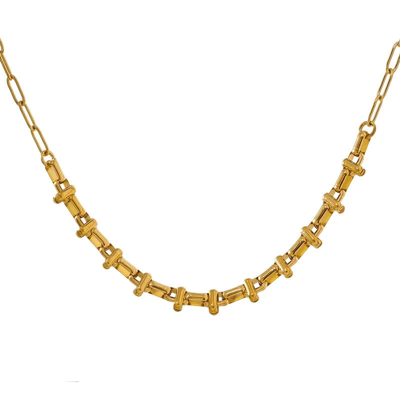 New Metal 18K Gold Plated Short Chain Necklace