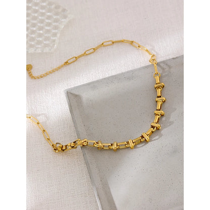 New Metal 18K Gold Plated Short Chain Necklace