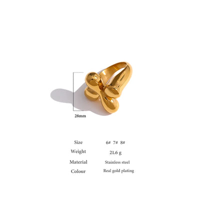 Ring New Design Stainless Steel Statement Metalic Texture 18K  Plated Finger Ring